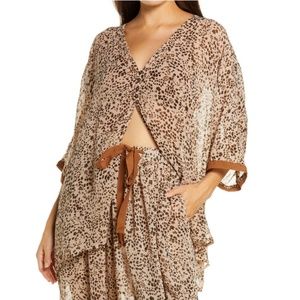 Free People Animal Print Pajama Set - Brown and Cream
